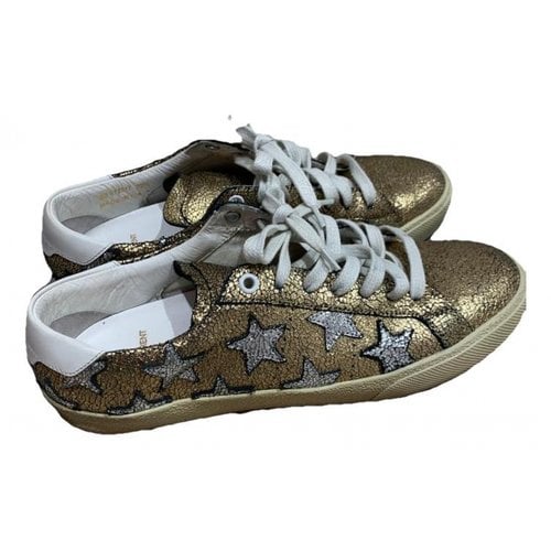 Pre-owned Saint Laurent Leather Trainers In Gold