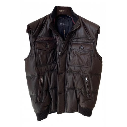 Pre-owned Gucci Leather Vest In Brown