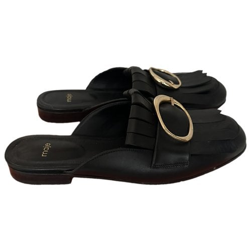 Pre-owned Maje Leather Mules & Clogs In Black