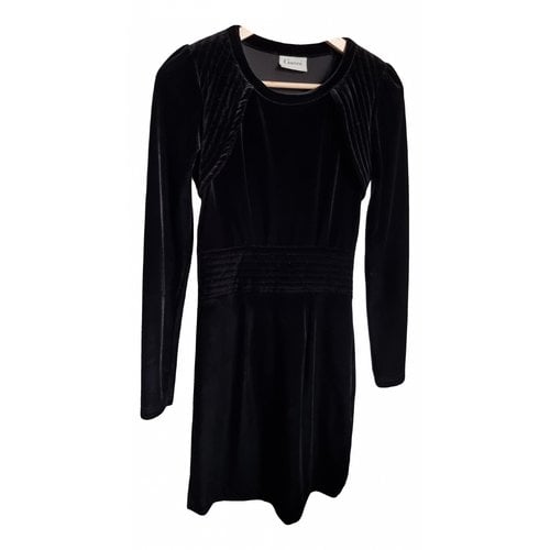 Pre-owned Ganni Velvet Mini Dress In Black