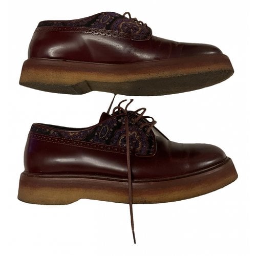 Pre-owned Etro Patent Leather Boots In Burgundy