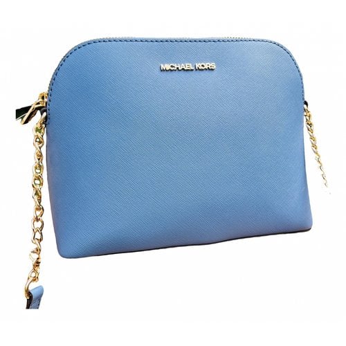 Pre-owned Michael Kors Cindy Leather Crossbody Bag In Blue