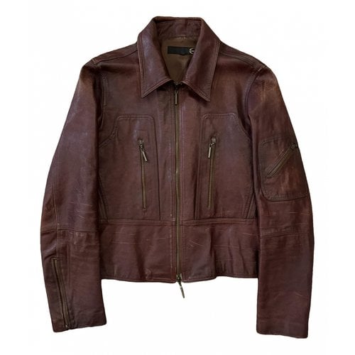 Pre-owned Just Cavalli Leather Vest In Burgundy