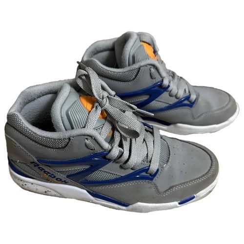 Pre-owned Reebok Leather Trainers In Grey
