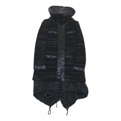 Pre-owned Sacai Wool Coat In Black