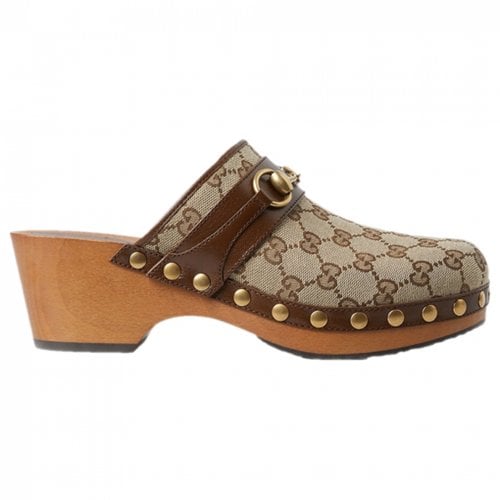 Pre-owned Gucci Leather Mules & Clogs In Brown