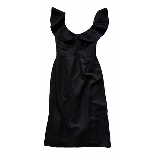 Pre-owned By Malina Linen Mid-length Dress In Black