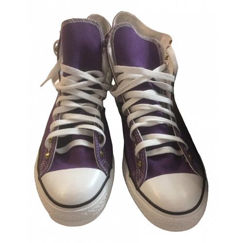 Pre-owned Converse Cloth High Trainers In Purple