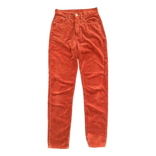 Pre-owned Replay Velvet Slim Pants In Orange