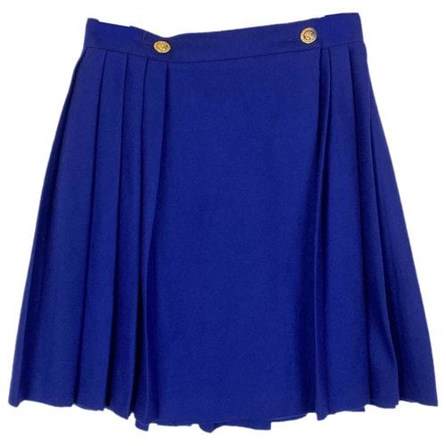 Pre-owned Versace Wool Mid-length Skirt In Blue