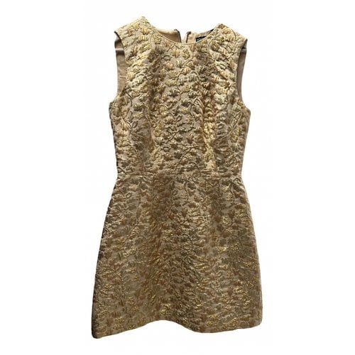 Pre-owned Dolce & Gabbana Lace Mini Dress In Gold