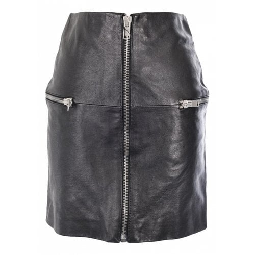 Pre-owned Saint Laurent Leather Mini Skirt In Black