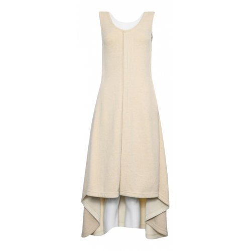 Pre-owned Celine Wool Mid-length Dress In Ecru