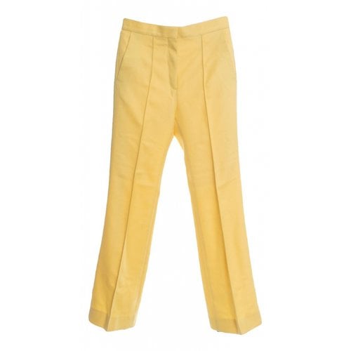 Pre-owned Celine Wool Straight Pants In Yellow