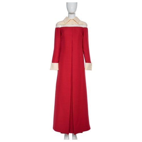 Pre-owned Valentino Wool Maxi Dress In Red