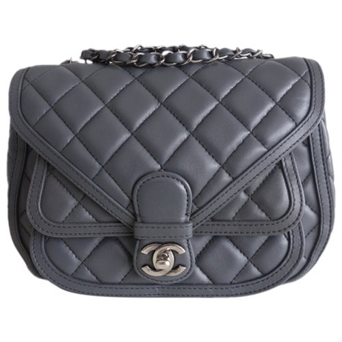 Pre-owned Chanel Coco Twin Leather Handbag In Grey