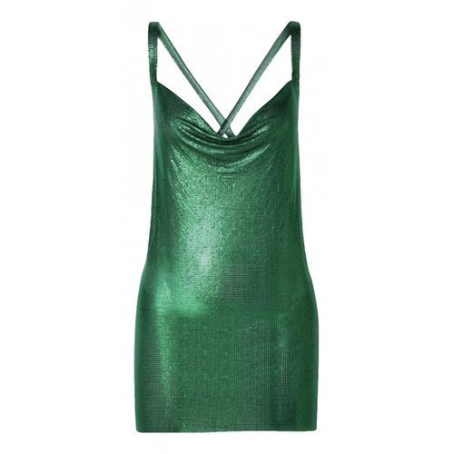 Pre-owned Fannie Schiavoni Glitter Mini Dress In Green