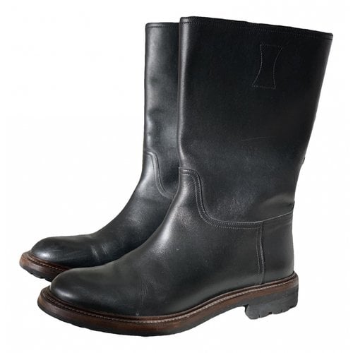 Pre-owned Church's Leather Biker Boots In Black