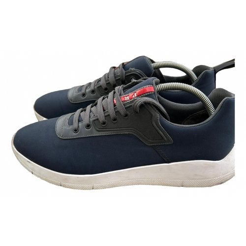 Pre-owned Prada Cloth Low Trainers In Blue