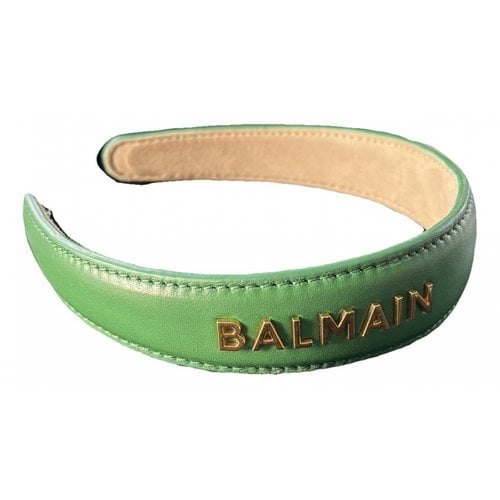 Pre-owned Balmain Leather Hat In Green