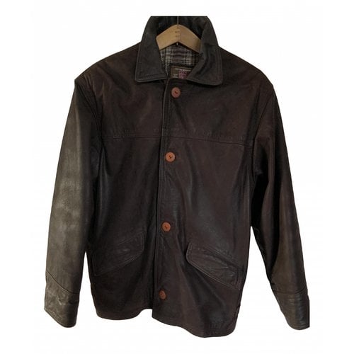 Pre-owned Alaïa Leather Peacoat In Brown