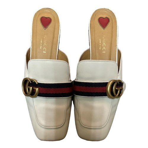 Pre-owned Gucci Peyton Leather Flats In Multicolour