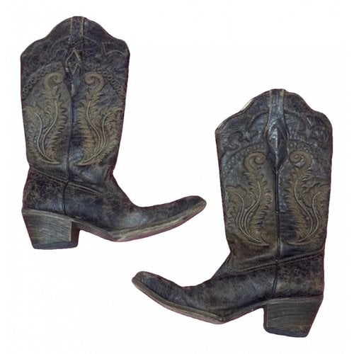 Pre-owned Buffalo Leather Cowboy Boots In Brown
