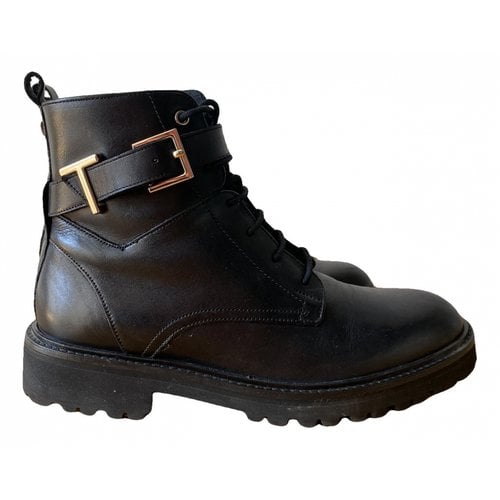 Pre-owned Ted Baker Leather Biker Boots In Black