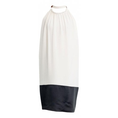 Pre-owned Celine Silk Mini Dress In Ecru
