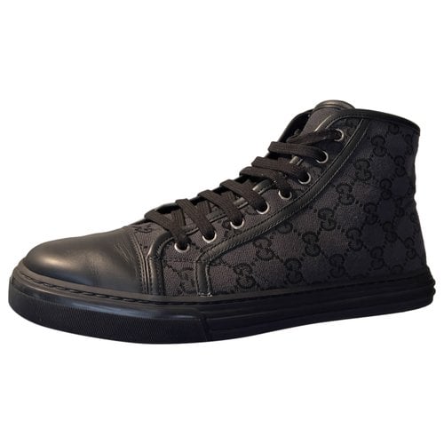 Pre-owned Gucci Cloth High Trainers In Black