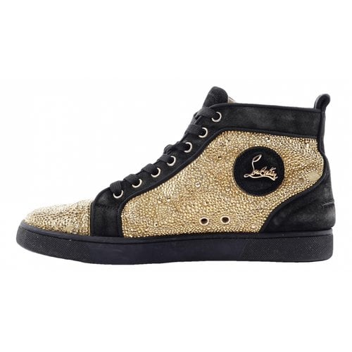 Pre-owned Christian Louboutin Louis Glitter Trainers In Gold