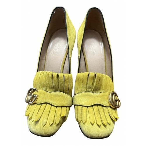 Pre-owned Gucci Marmont Heels In Yellow