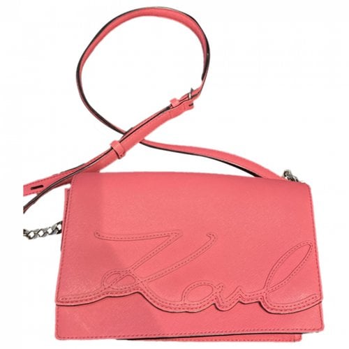 Pre-owned Karl Lagerfeld Leather Handbag In Pink