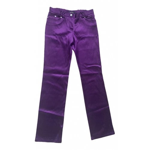 Pre-owned Versace Silk Trousers In Purple