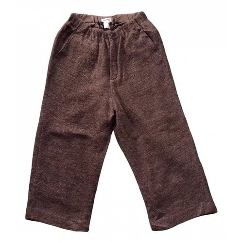 Pre-owned Issey Miyake Wool Straight Pants In Brown