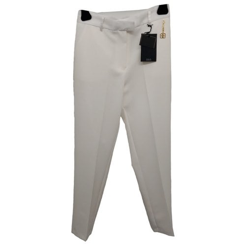 Pre-owned Fracomina Wool Trousers In White