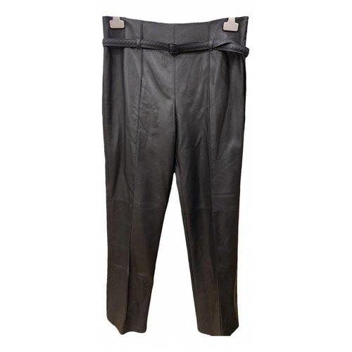 Pre-owned Loro Piana Leather Straight Pants In Black