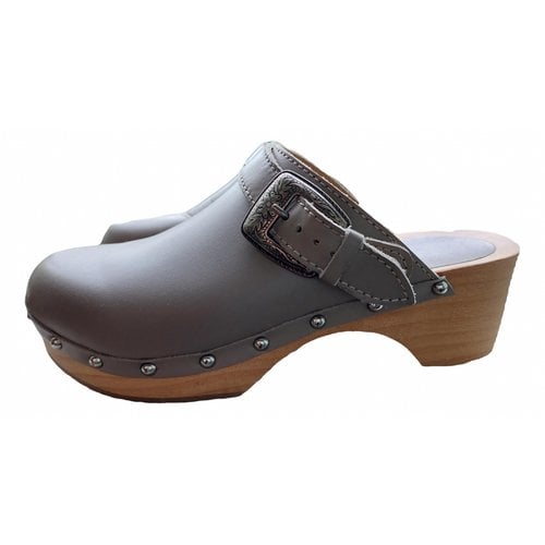 Pre-owned Maje Spring Summer 2021 Leather Mules & Clogs In Grey