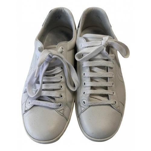 Pre-owned Gucci Leather Lace Ups In White