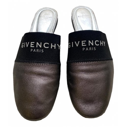 Pre-owned Givenchy Leather Mules & Clogs In Metallic