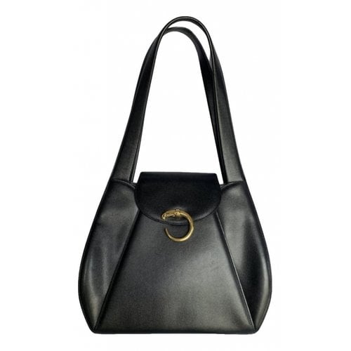 Pre-owned Cartier Panthère Leather Bag In Black