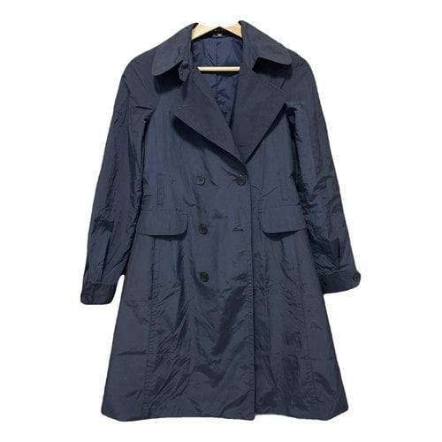 Pre-owned Theory Trench Coat In Navy