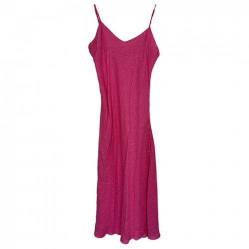 Pre-owned Miguelina Linen Maxi Dress In Pink