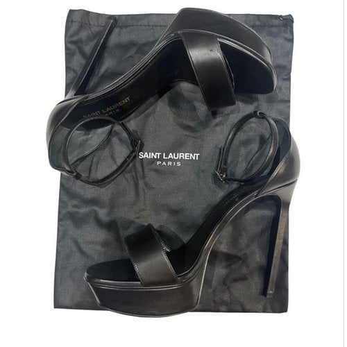 Pre-owned Saint Laurent Leather Sandal In Black