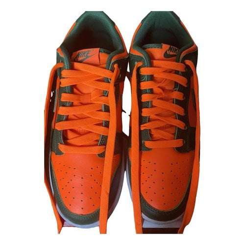 Pre-owned Nike Leather Low Trainers In Orange