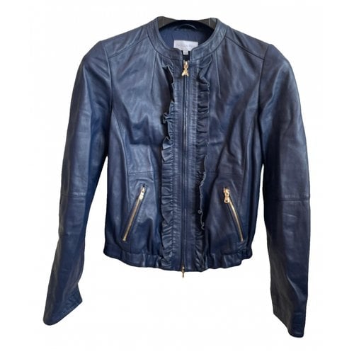 Pre-owned Patrizia Pepe Leather Jacket In Blue
