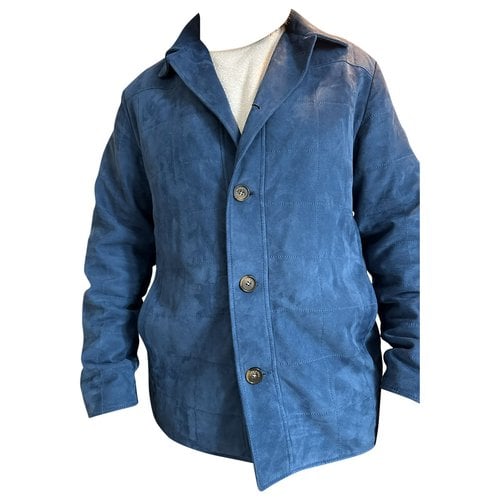 Pre-owned Loro Piana Leather Jacket In Blue