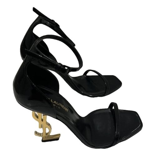 Pre-owned Saint Laurent Opyum Leather Sandals In Black