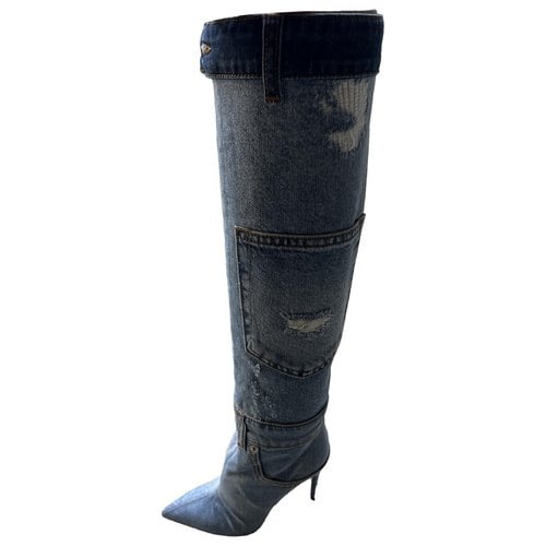 Pre-owned Dolce & Gabbana Leather Boots In Blue
