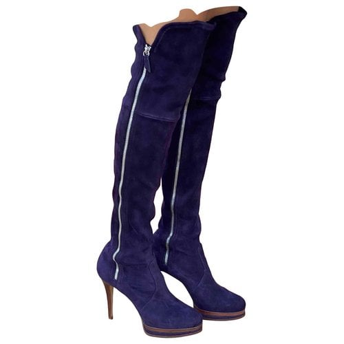 Pre-owned Casadei Boots In Purple